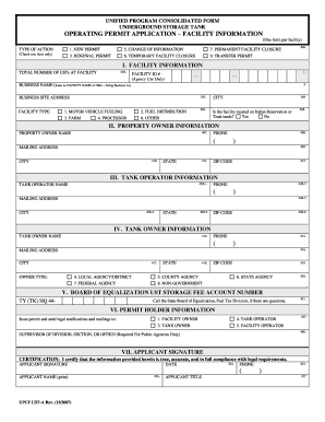Underground Storage Tank Operating Permit Application