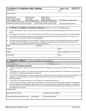 California Sign Lighting Compliance Form