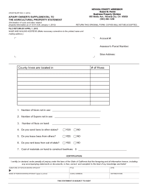 Apiary Owner's Supplemental Form