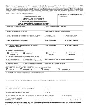 USDA Meat Import Notification Form