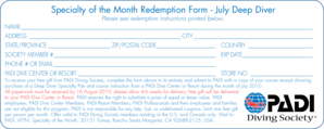 PADI Deep Diver Specialty Redemption Form