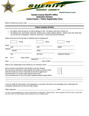 Hardee County Visitor Registration Form