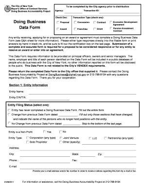 New York Doing Business Data Form