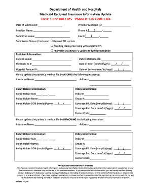Medicaid Recipient Insurance Information Update