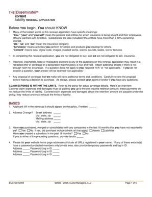 Insurance Renewal Application