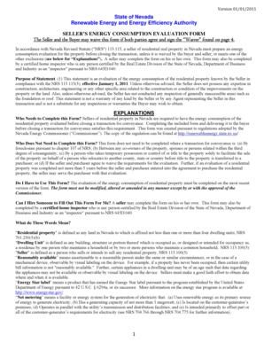 Nevada Seller’s Energy Consumption Evaluation Form