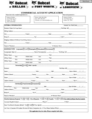 Commercial Account Application