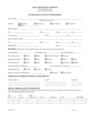 Ice Skating Facility Insurance Application