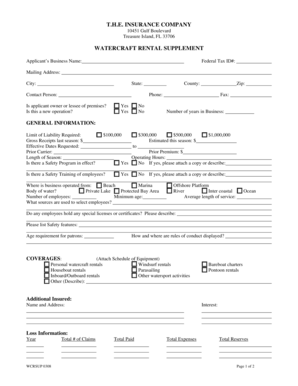 Watercraft Rental Supplement