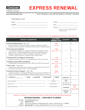 ChiroCode Express Renewal Form