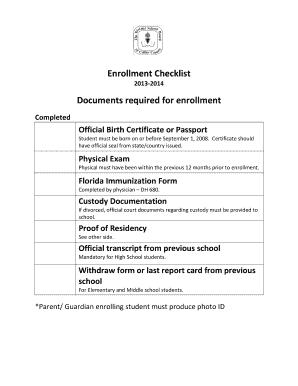 Enrollment Checklist