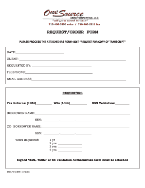 IRS Form 4506T Request Form