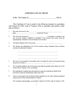 Certificate of Trust