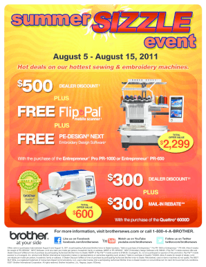 Brother Sewing Machine Rebate Form