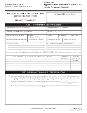 US Immigration Cancellation of Removal Application