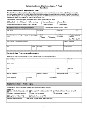 Kaiser Aluminum Asbestos PI Trust Claim Form