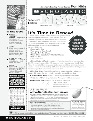 Scholastic News Renewal Form