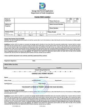 Garage Sale Permit Application