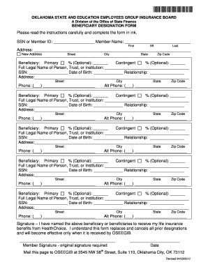 Oklahoma Beneficiary Designation Form