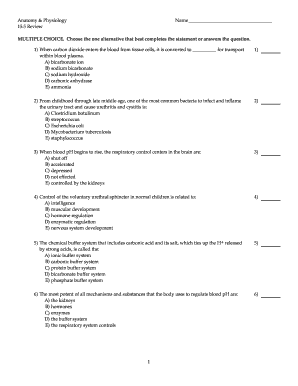 Anatomy & Physiology Review Form