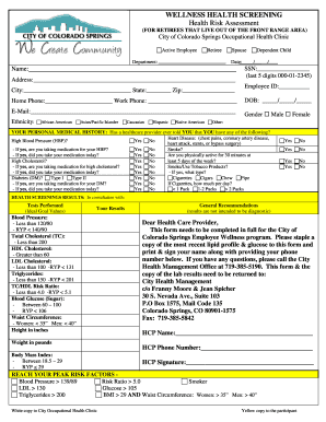 Wellness Health Screening Form