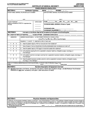 Certificate of Medical Necessity for Power Operated Vehicle