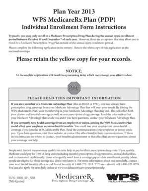 WPS MedicareRx Plan Individual Enrollment Form