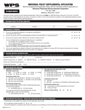 Wisconsin Health Insurance Supplemental Application
