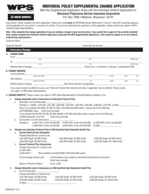 Wisconsin Physicians Service Insurance Policy Change Application