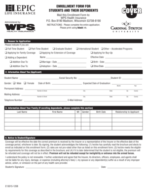 Student Health Insurance Enrollment Form