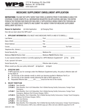 Medicare Supplement Enrollment Application