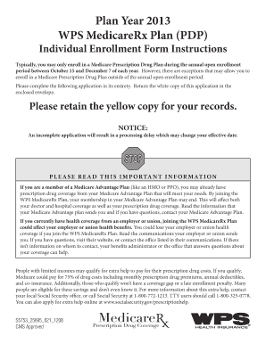 WPS MedicareRx Plan Individual Enrollment Form