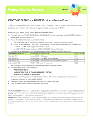 Pantone Fashion Rebate Form