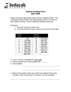 Federal Funding Form