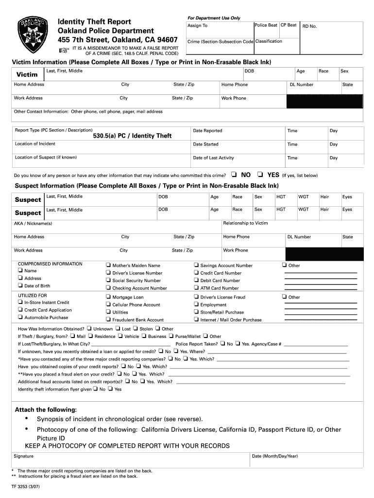 Police Report Template For Theft - Fill Online, Printable Throughout Blank Police Report Template