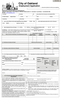 City of Oakland Employment Application