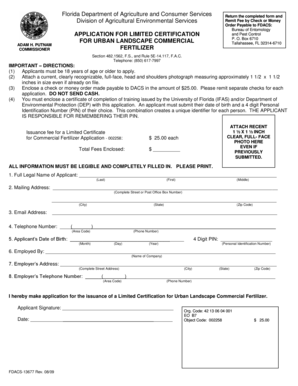 Florida Limited Certification Application