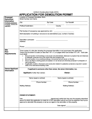 Pennsylvania Demolition Permit Application