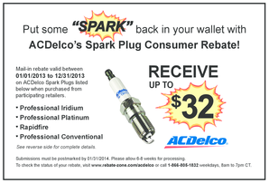 ACDelco Spark Plug Consumer Rebate