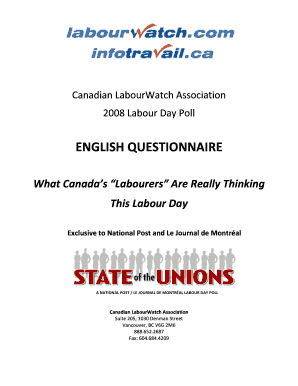 Labour Day Poll Questionnaire