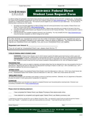 Federal Direct Student Loan Request Form