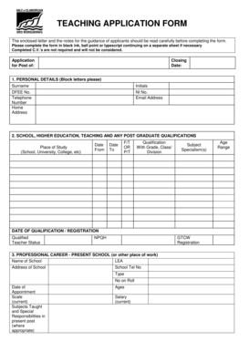 Teaching Application Form