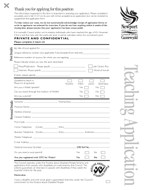 Teaching Application Form