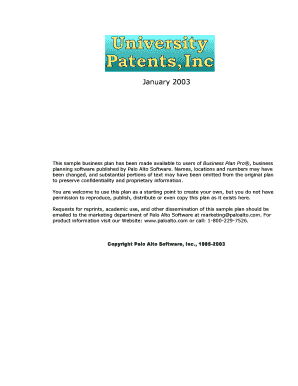 Sample Business Plan Template