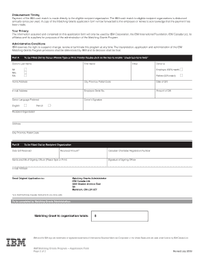 IBM Matching Grants Program Application Form
