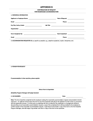 Confirmation of Request for Reasonable Accommodation