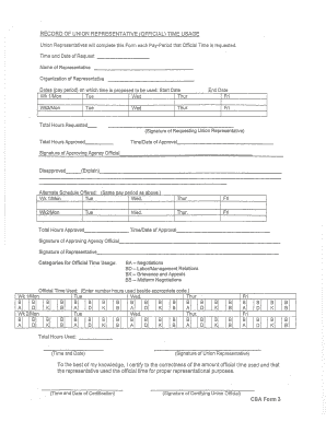 Union Representative Official Time Usage Form