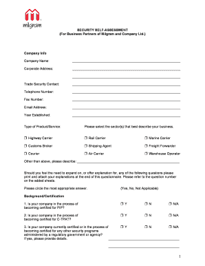 Security Self-Assessment Form
