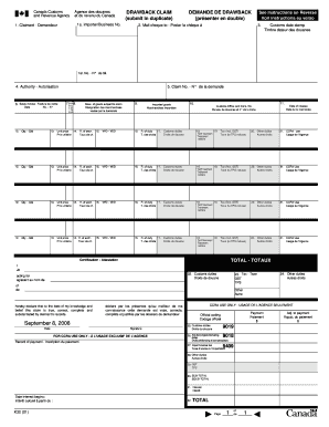 Canada Customs Drawback Claim