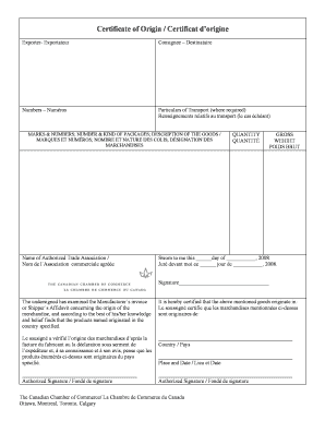 Certificate of Origin